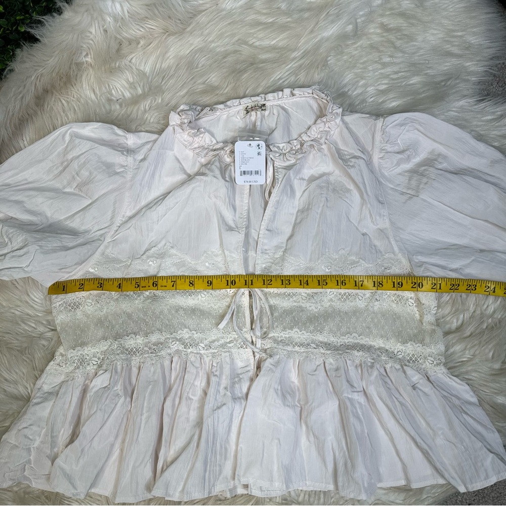 NWT FREE‎ PEOPLE Forever Young Bed Jacket White INTIMATELY TOP LACE IVORY SIZE - Picture 9 of 10